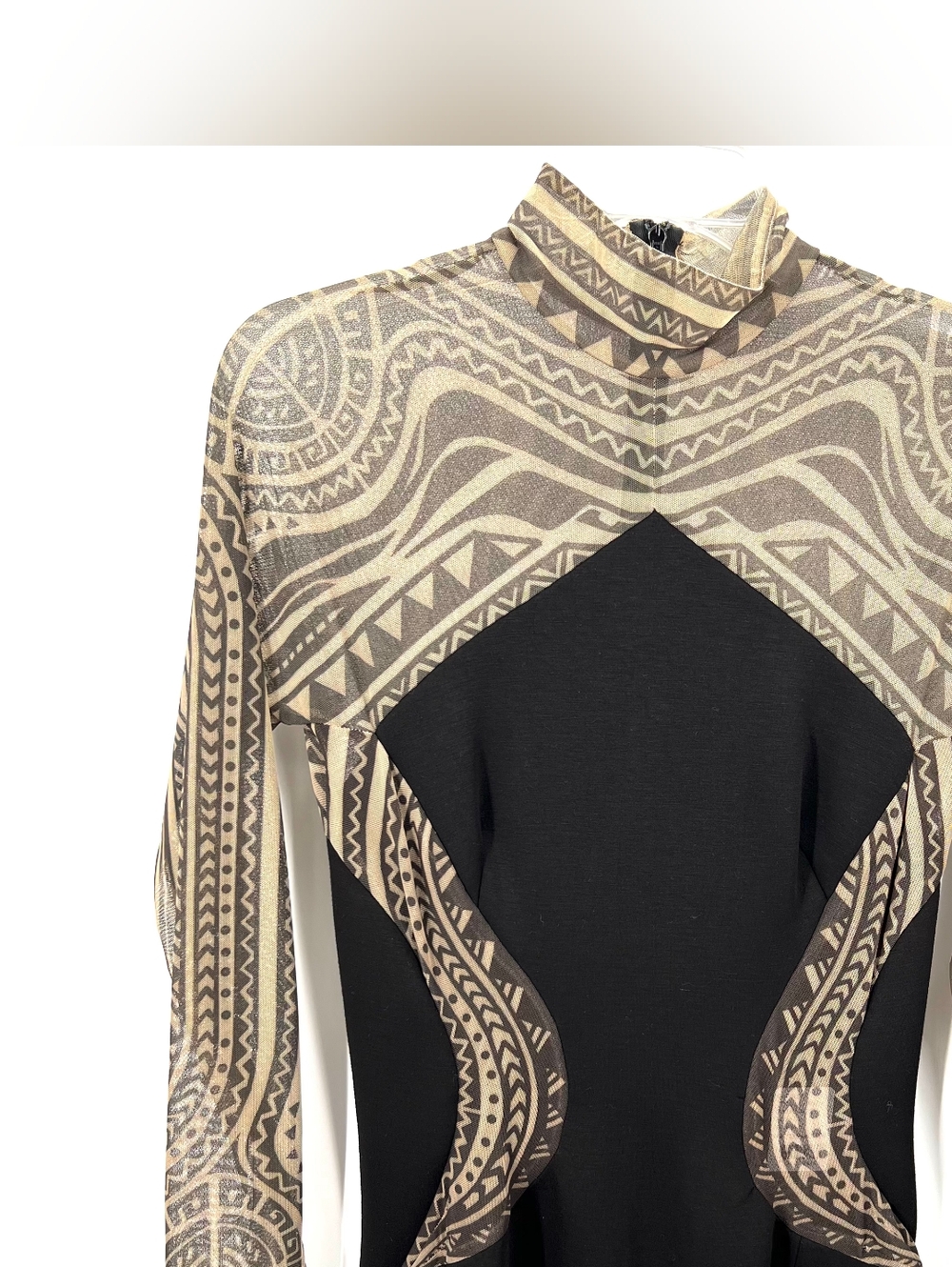NWT Tadashi Shoji Zahara Dress - Black & Nude "Tattoo" Mini Dress, Size XS - Picture 3 of 11